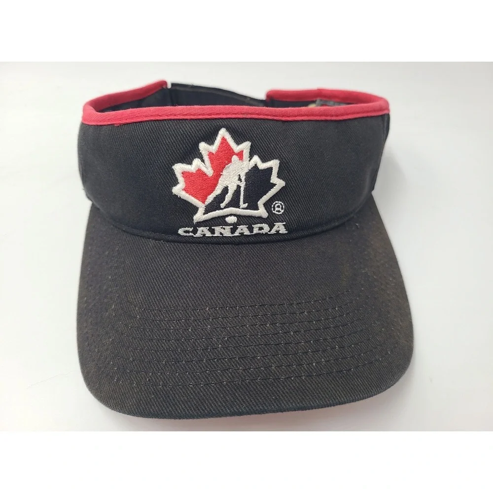 Vintage Canada National Hockey Team Nike Sun Golf Visor Adjustable Hat Cap Black